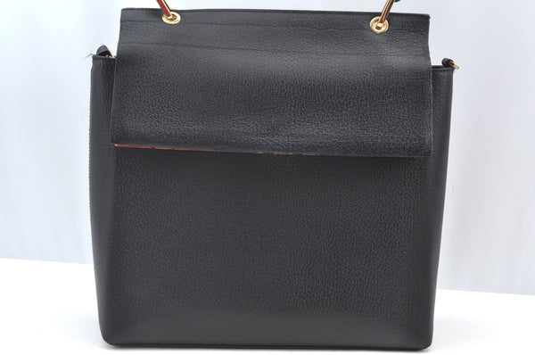 Authentic GUCCI Bamboo 2Way Hand Shoulder Bag Leather 0011886 Black 3356H