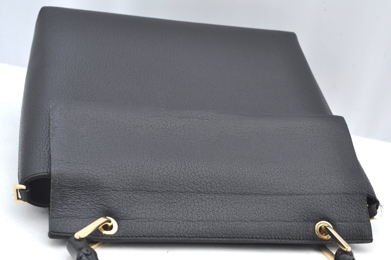Authentic GUCCI Bamboo 2Way Hand Shoulder Bag Leather 0011886 Black 3356H