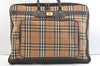 Authentic Burberrys Nova Check Garment Bag Canvas Leather Beige Brown 3357K