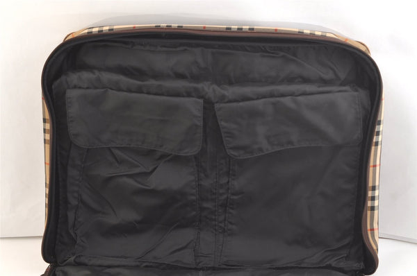 Authentic Burberrys Nova Check Garment Bag Canvas Leather Beige Brown 3357K