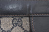 Authentic GUCCI Sherry Line Clutch Hand Bag GG PVC Leather Navy Blue Junk 3358K