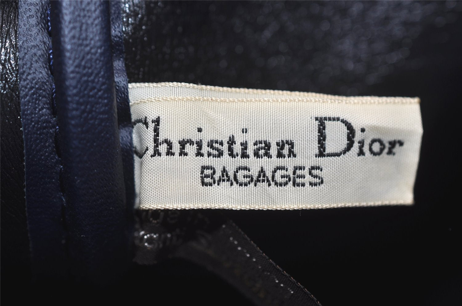 Authentic Christian Dior Trotter Hand Boston Bag Purse Canvas Leather Blue 3360K