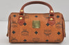 Authentic MCM Visetos Leather Vintage Hand Boston Bag Purse Brown 3361K