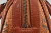 Authentic MCM Visetos Leather Vintage Hand Boston Bag Purse Brown 3361K