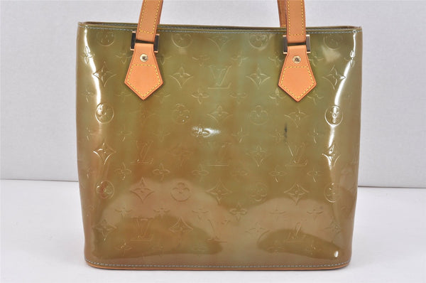 Authentic Louis Vuitton Vernis Houston Shoulder Bag Light Green M91005 LV 3364K