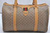 Authentic GUCCI Web Sherry Line Micro GG Hand Bag PVC Leather Brown Junk 3365K