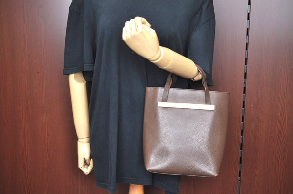 Authentic GUCCI Vintage Hand Tote Bag Purse Leather Brown 3367H