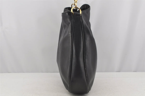 Authentic GUCCI Vintage Bamboo Shoulder Hand Bag Leather Black Junk 3372J