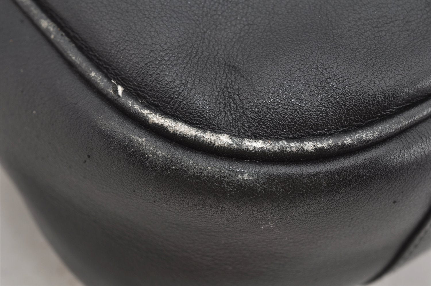 Authentic GUCCI Vintage Bamboo Shoulder Hand Bag Leather Black Junk 3372J