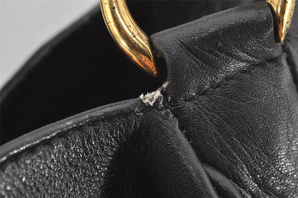 Authentic GUCCI Vintage Bamboo Shoulder Hand Bag Leather Black Junk 3372J