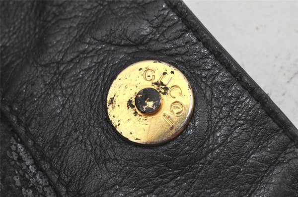 Authentic GUCCI Vintage Bamboo Shoulder Hand Bag Leather Black Junk 3372J