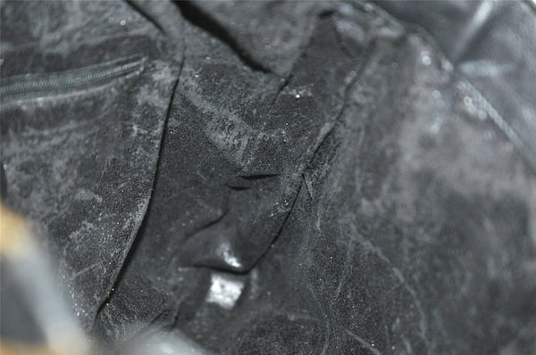 Authentic GUCCI Vintage Bamboo Shoulder Hand Bag Leather Black Junk 3372J