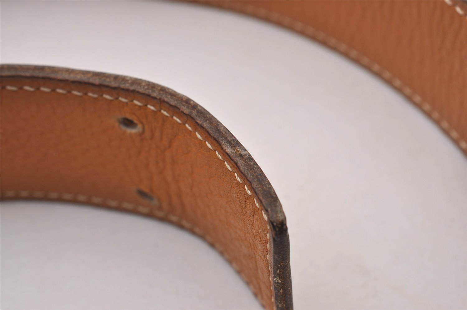 Authentic HERMES Vintage Leather Belt Size 70cm 27.6inches Brown 3378I