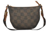 Authentic FENDI Vintage Pequin Check Shoulder Bag PVC Leather Brown Black 3379K