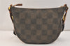 Authentic FENDI Vintage Pequin Check Shoulder Bag PVC Leather Brown Black 3379K