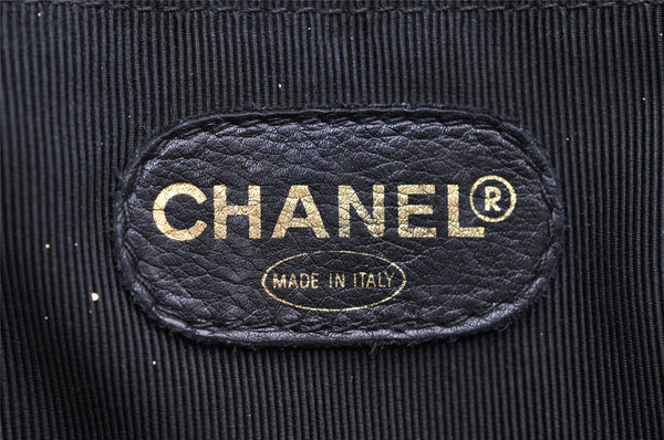 Authentic CHANEL Vintage Enamel CC Logo Chain Shoulder Tote Bag Black 3380I