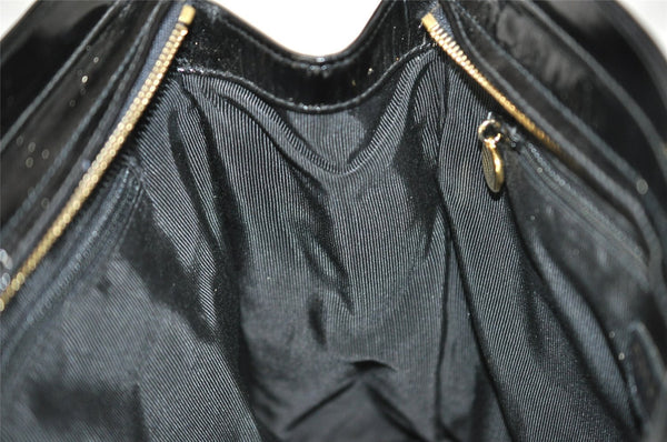 Authentic CHANEL Vintage Enamel CC Logo Chain Shoulder Tote Bag Black 3380I