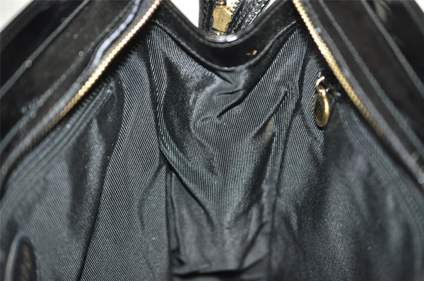 Authentic CHANEL Vintage Enamel CC Logo Chain Shoulder Tote Bag Black 3380I