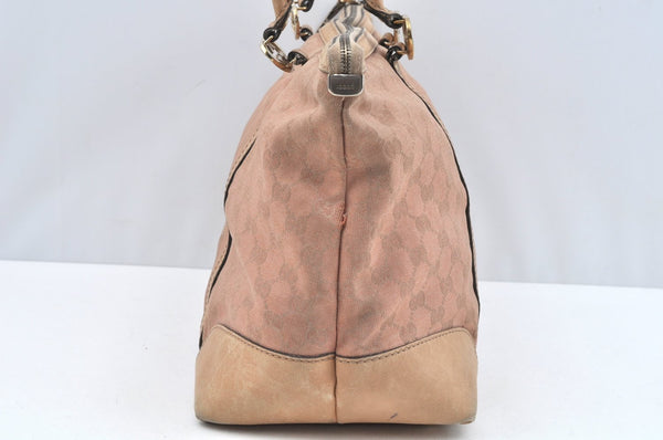Authentic GUCCI Lovely Heart Tote Hand Bag GG Canvas Leather 257068 Beige 3380J