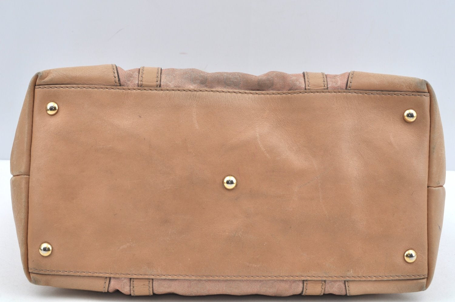 Authentic GUCCI Lovely Heart Tote Hand Bag GG Canvas Leather 257068 Beige 3380J