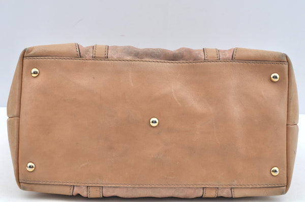 Authentic GUCCI Lovely Heart Tote Hand Bag GG Canvas Leather 257068 Beige 3380J