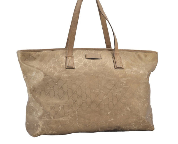 Authentic GUCCI Impreme Shoulder Tote Bag GG PVC Leather Gold 211120 Junk 3382J