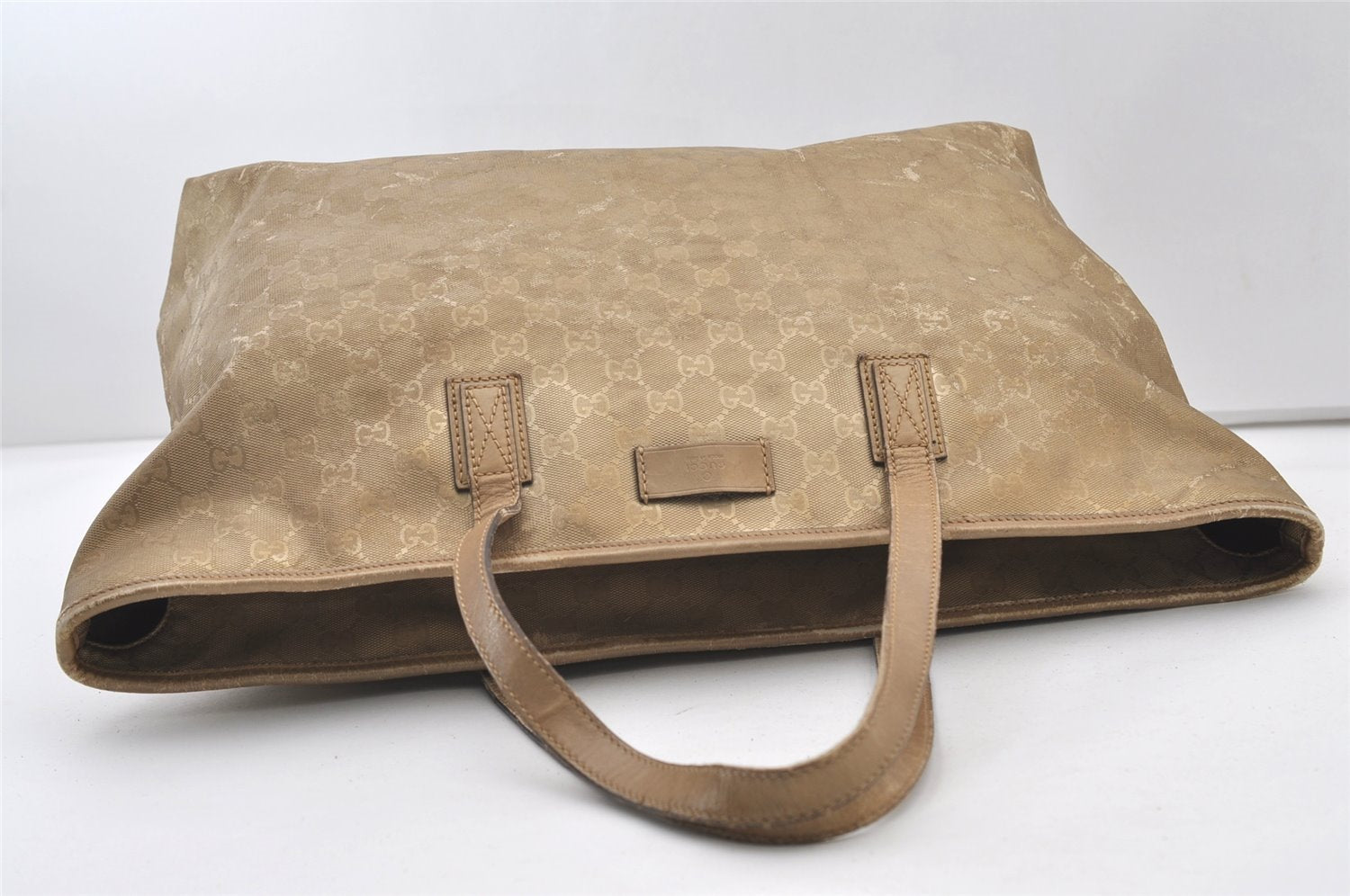 Authentic GUCCI Impreme Shoulder Tote Bag GG PVC Leather Gold 211120 Junk 3382J