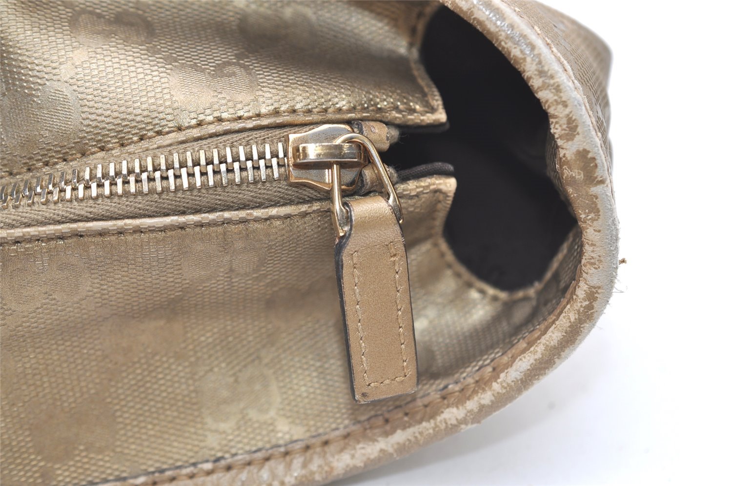 Authentic GUCCI Impreme Shoulder Tote Bag GG PVC Leather Gold 211120 Junk 3382J