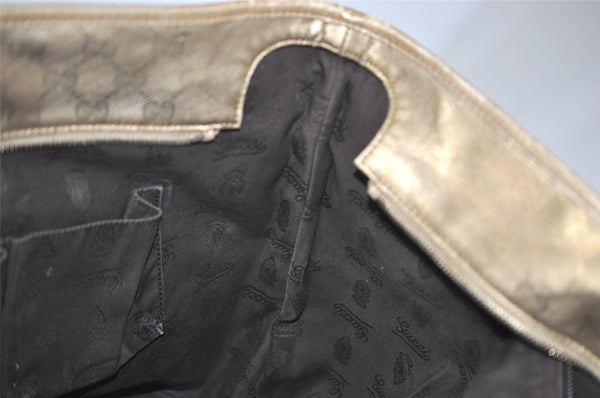 Authentic GUCCI Impreme Shoulder Tote Bag GG PVC Leather Gold 211120 Junk 3382J
