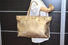 Authentic GUCCI Impreme Shoulder Tote Bag GG PVC Leather Gold 211120 Junk 3382J