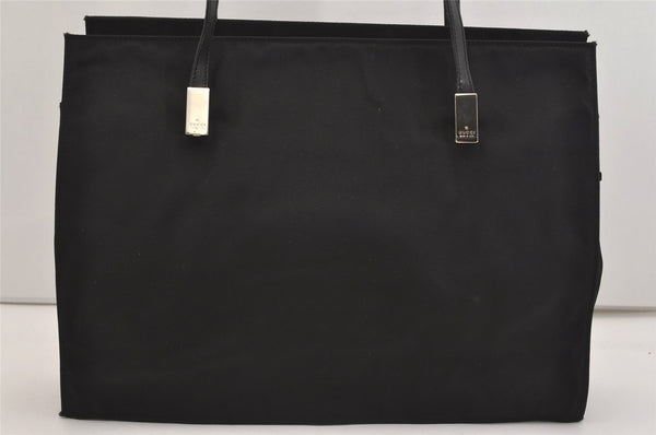Authentic GUCCI Vintage Shoulder Hand Bag Nylon Leather Black 3383J