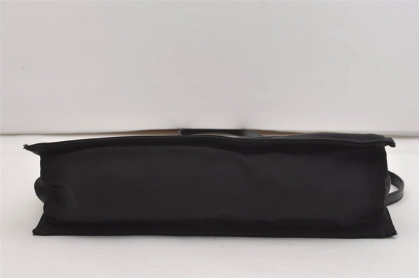 Authentic GUCCI Vintage Shoulder Hand Bag Nylon Leather Black 3383J