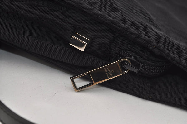 Authentic GUCCI Vintage Shoulder Hand Bag Nylon Leather Black 3383J