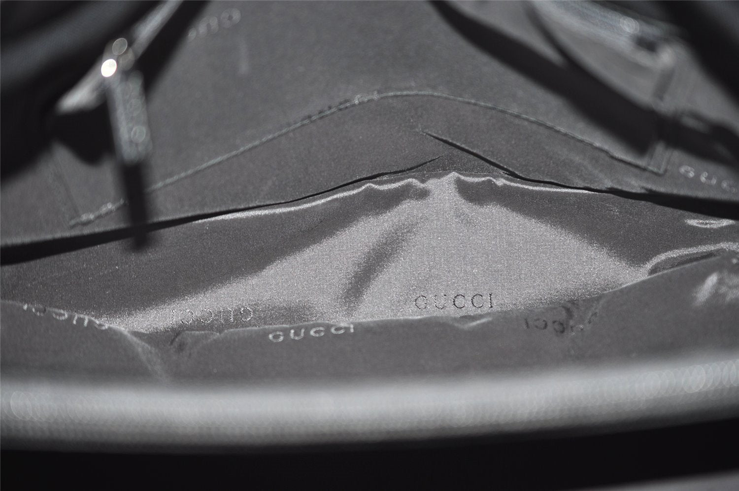 Authentic GUCCI Vintage Shoulder Hand Bag Nylon Leather Black 3383J