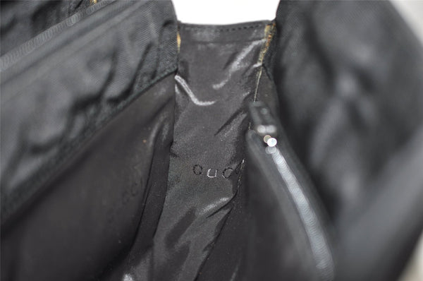 Authentic GUCCI Vintage Shoulder Hand Bag Nylon Leather Black 3383J