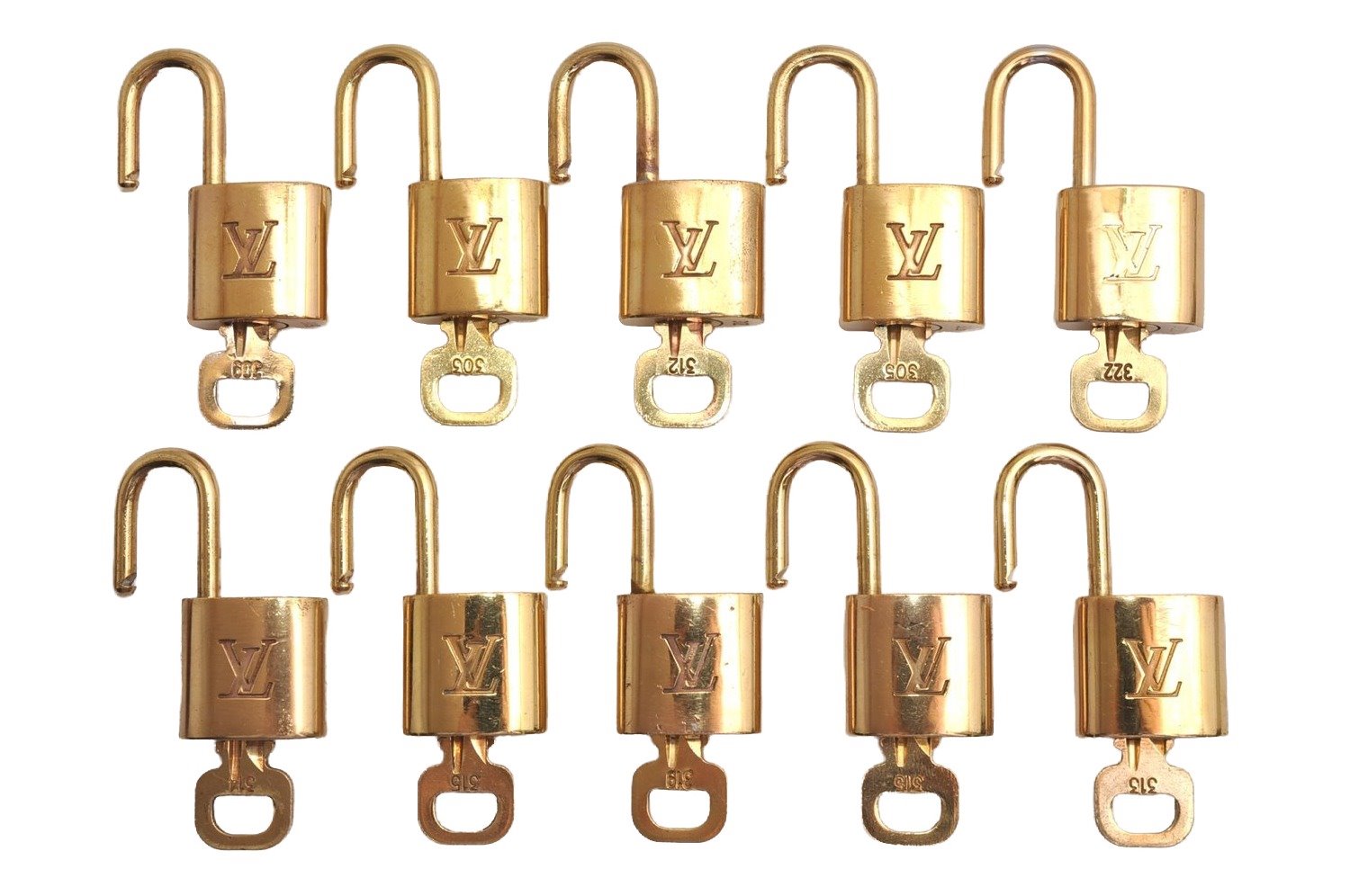 Authentic Louis Vuitton Padlock & Keys 10Set LV 3384J