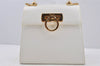 Authentic Salvatore Ferragamo Gancini Leather 2Way Hand Bag White Junk 3391J