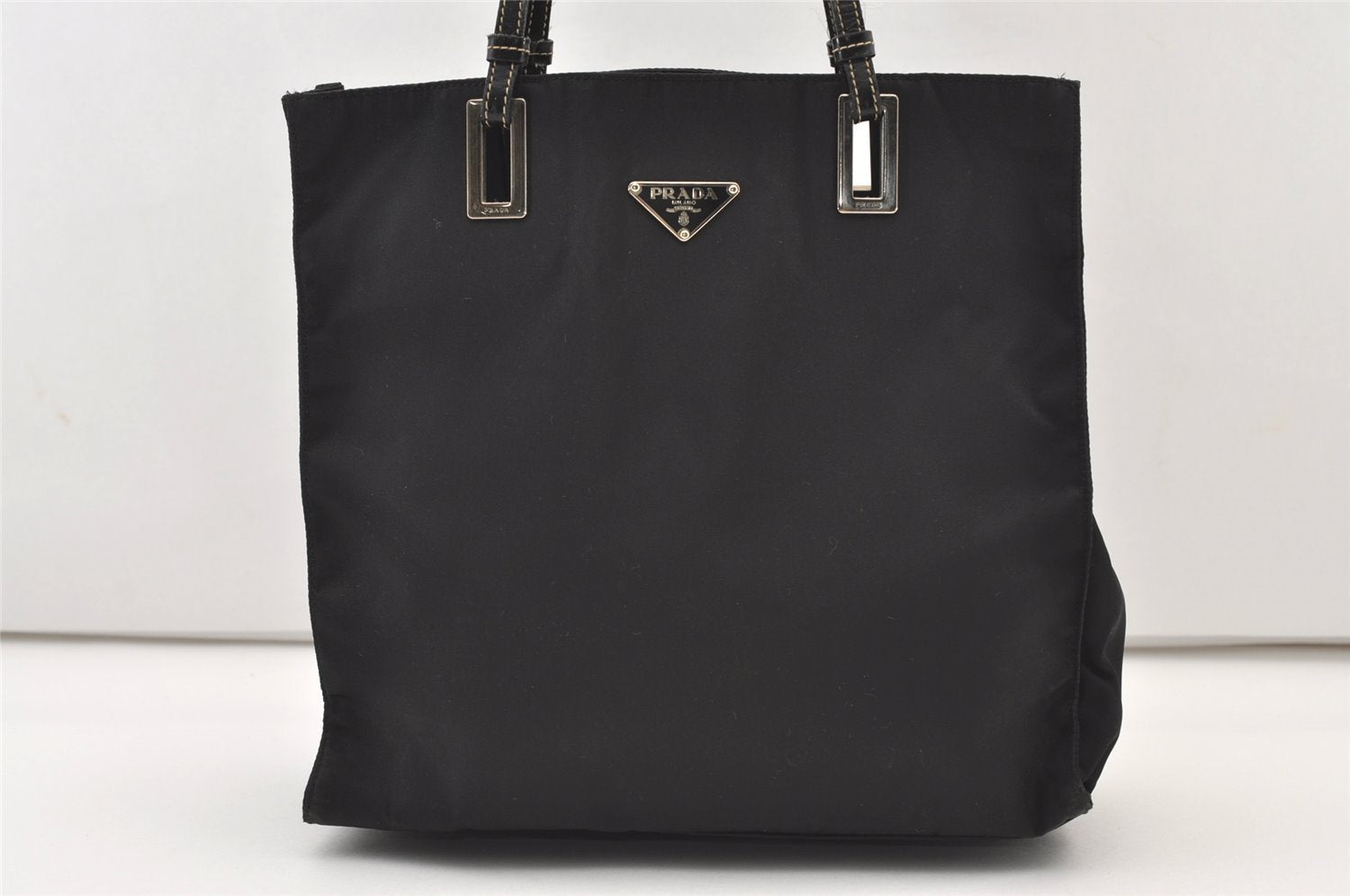 Authentic PRADA Nylon Tessuto Leather Shoulder Tote Hand Bag Purse Black 3393J