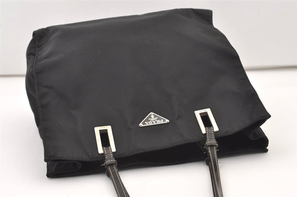 Authentic PRADA Nylon Tessuto Leather Shoulder Tote Hand Bag Purse Black 3393J