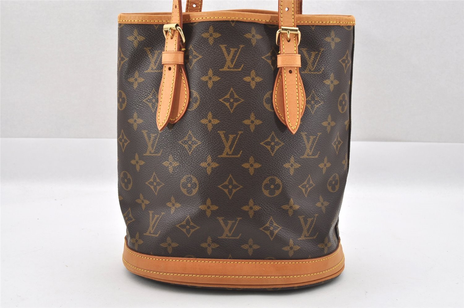 Authentic Louis Vuitton Monogram Bucket PM Shoulder Tote Bag M42238 LV 3394J