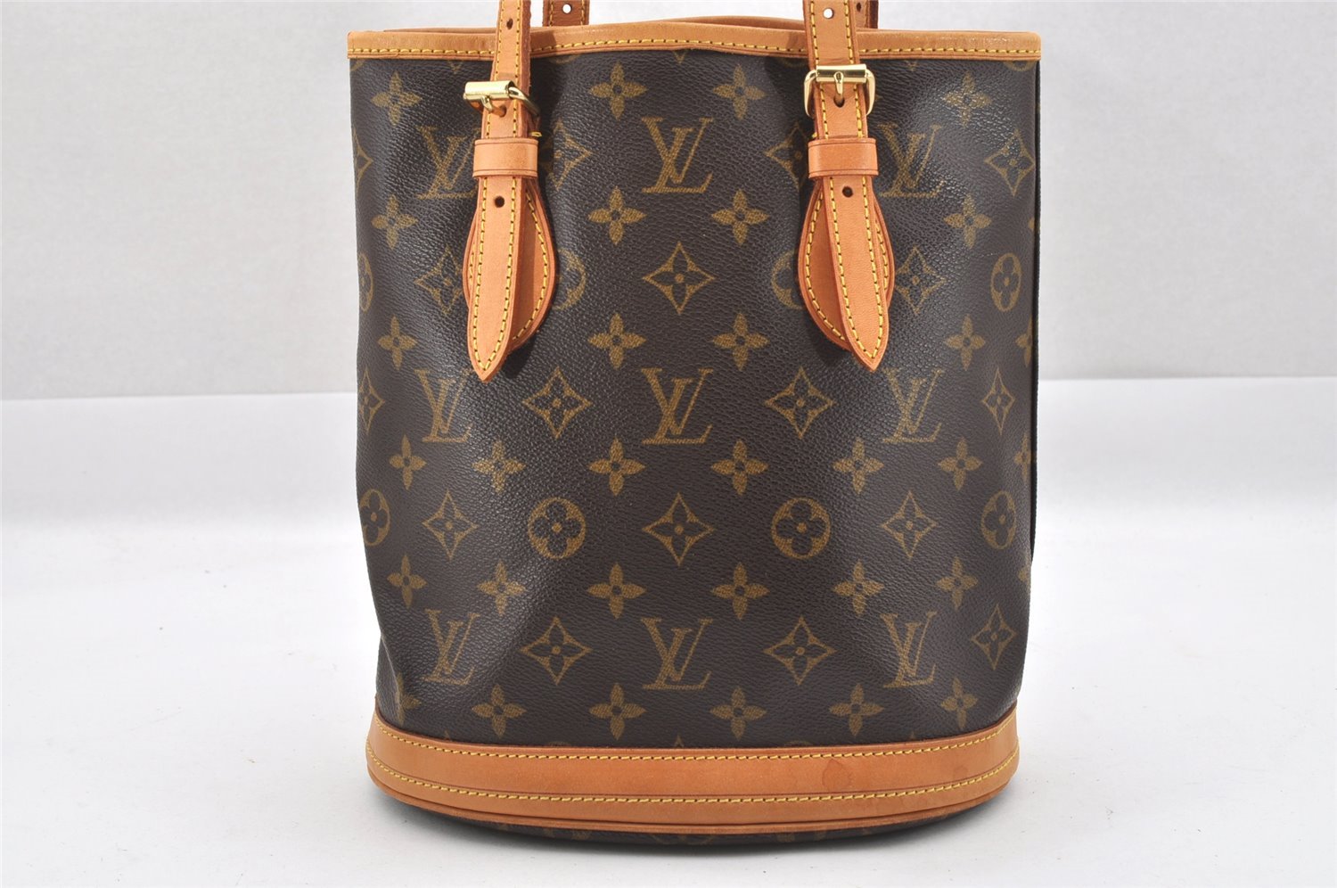 Authentic Louis Vuitton Monogram Bucket PM Shoulder Tote Bag M42238 LV 3394J