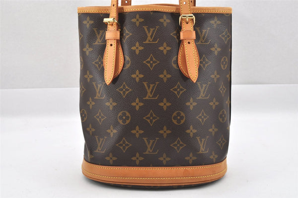 Authentic Louis Vuitton Monogram Bucket PM Shoulder Tote Bag M42238 LV 3394J