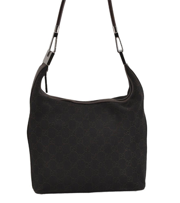 Authentic GUCCI Shoulder Hand Bag Purse GG Canvas Leather 01234 Brown 3396J