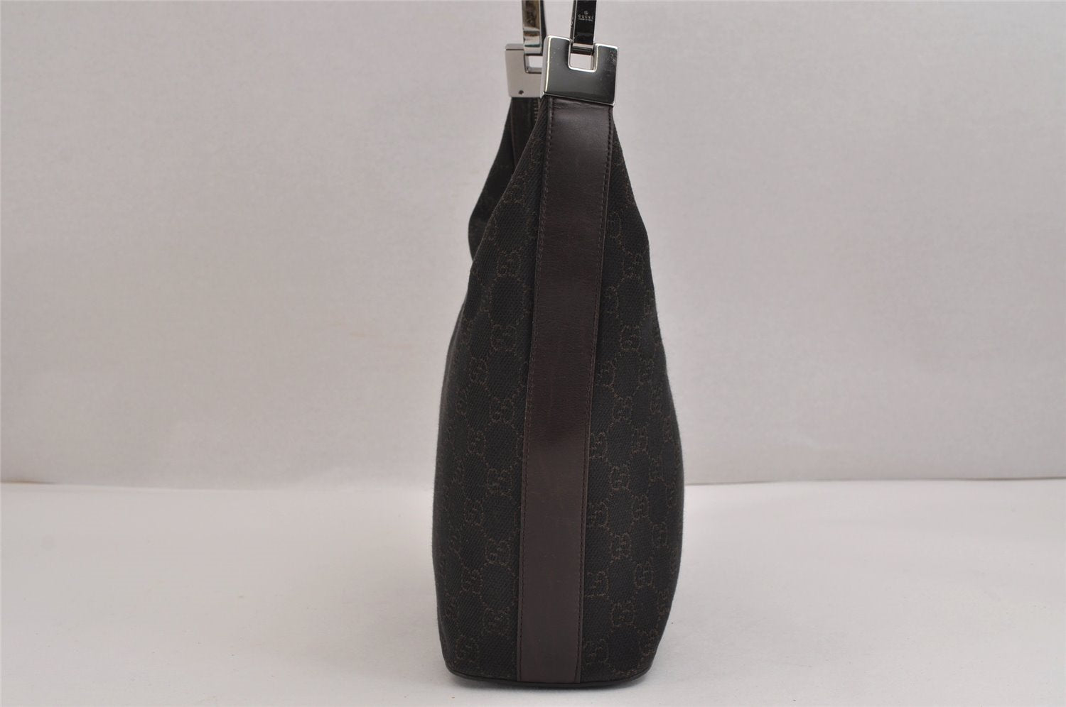 Authentic GUCCI Shoulder Hand Bag Purse GG Canvas Leather 01234 Brown 3396J