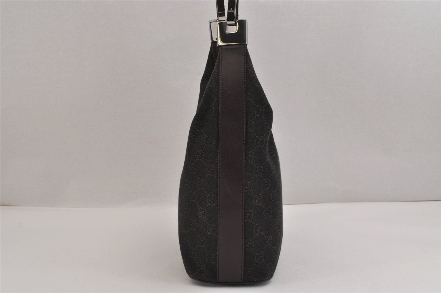 Authentic GUCCI Shoulder Hand Bag Purse GG Canvas Leather 01234 Brown 3396J