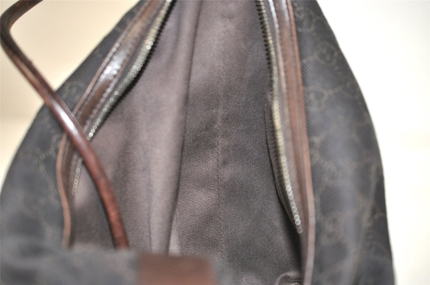 Authentic GUCCI Shoulder Hand Bag Purse GG Canvas Leather 01234 Brown 3396J