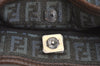 Authentic FENDI Zucchino Tote Hand Bag Purse Canvas Leather Blue 3397H
