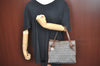 Authentic FENDI Zucchino Tote Hand Bag Purse Canvas Leather Blue 3397H