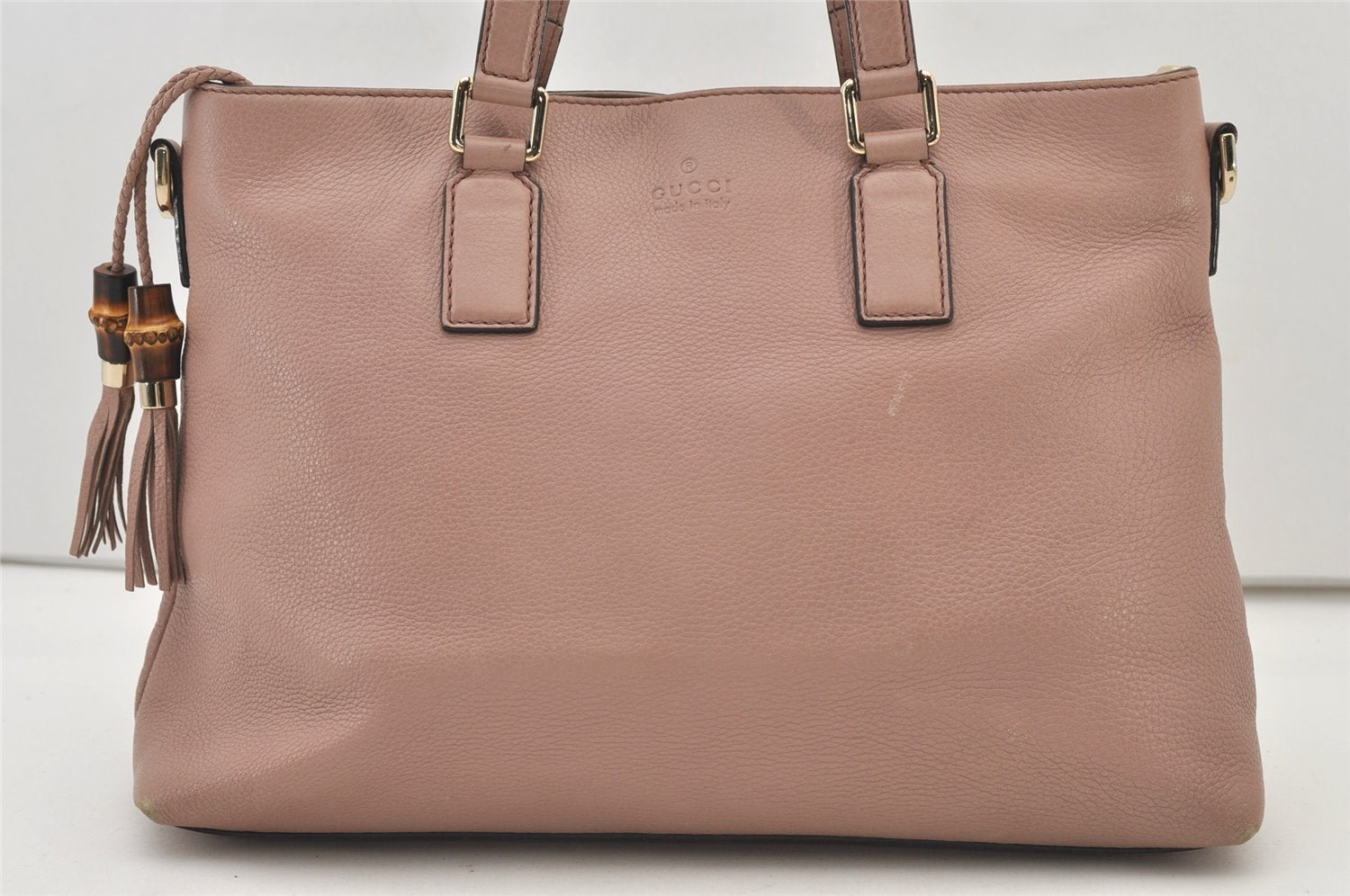 Authentic GUCCI Bamboo 2way Hand Shoulder Cross Bag Leather 365346 Pink 3397J