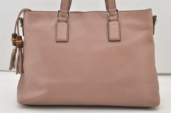 Authentic GUCCI Bamboo 2way Hand Shoulder Cross Bag Leather 365346 Pink 3397J